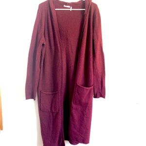 long cardigan sweater/burgundy/ M